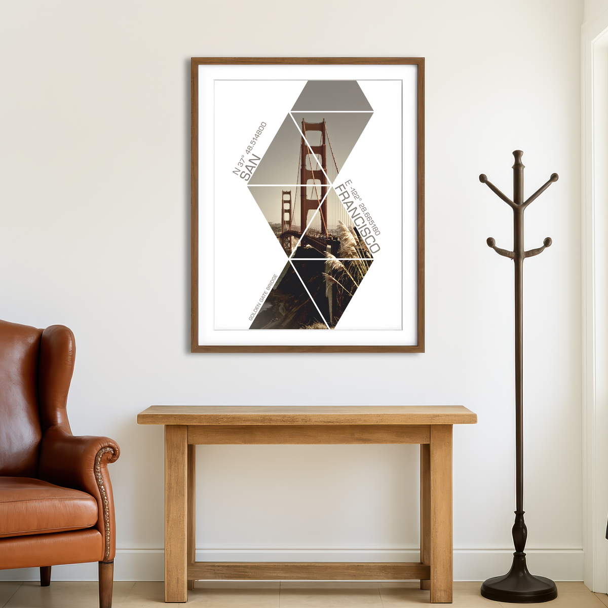 Coordinates San Francisco Golden Gate Bridge Wall Art
