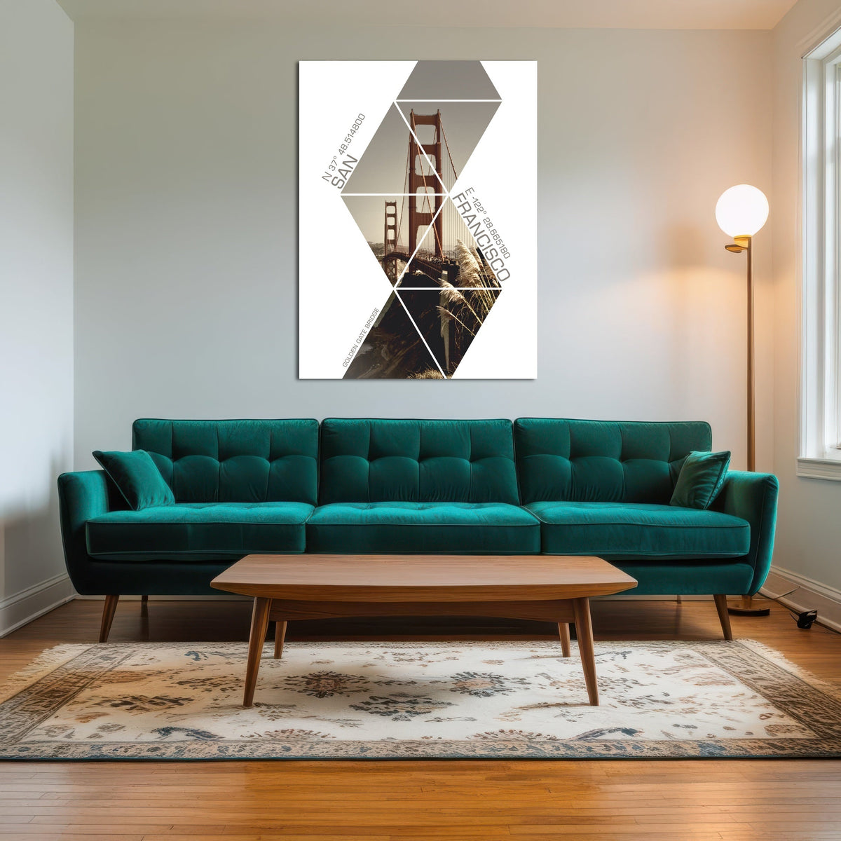 Coordinates San Francisco Golden Gate Bridge Wall Art