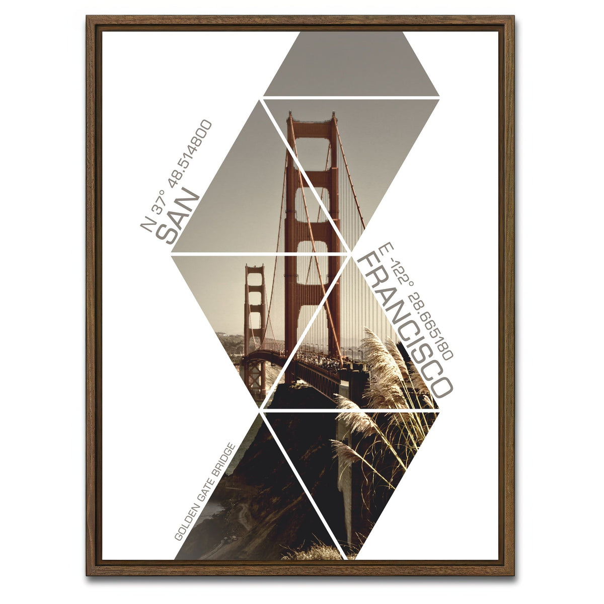 Coordinates San Francisco Golden Gate Bridge Wall Art