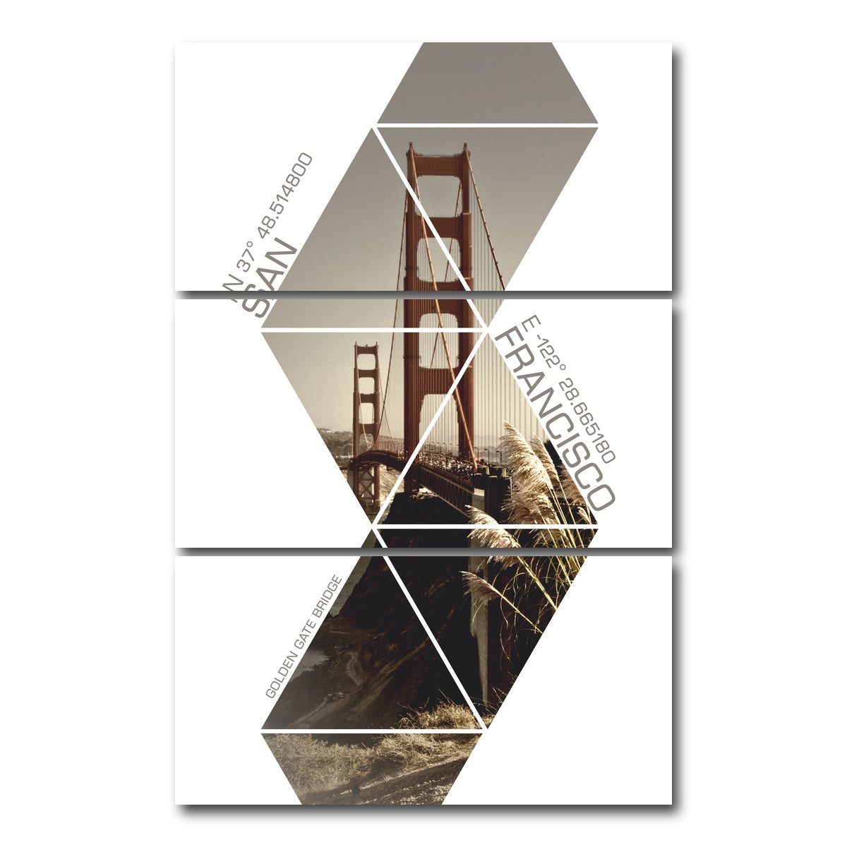 Coordinates San Francisco Golden Gate Bridge Wall Art