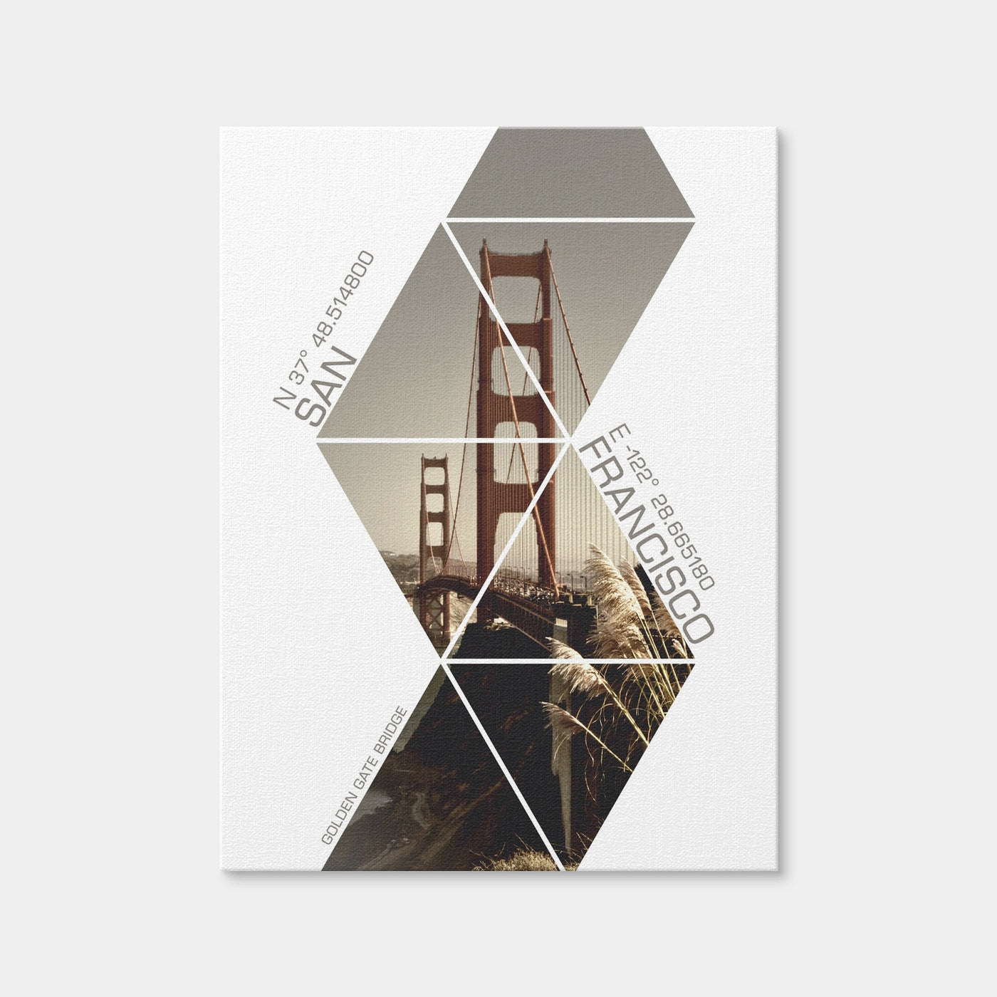 AUTO-MOCKUP WHITE | Coordinates San Francisco Golden Gate Bridge | 1 Piece | Gallery Wrap Canvas | group=3x4