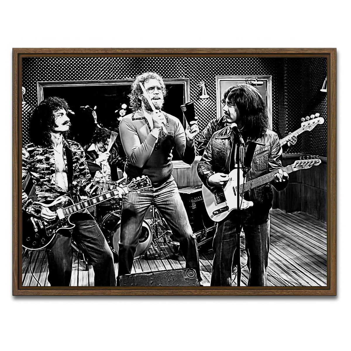 AUTO-MOCKUP WHITE | Cowbell Sketch Grayscale | 1 Piece | Walnut Framed Canvas | group=4x3