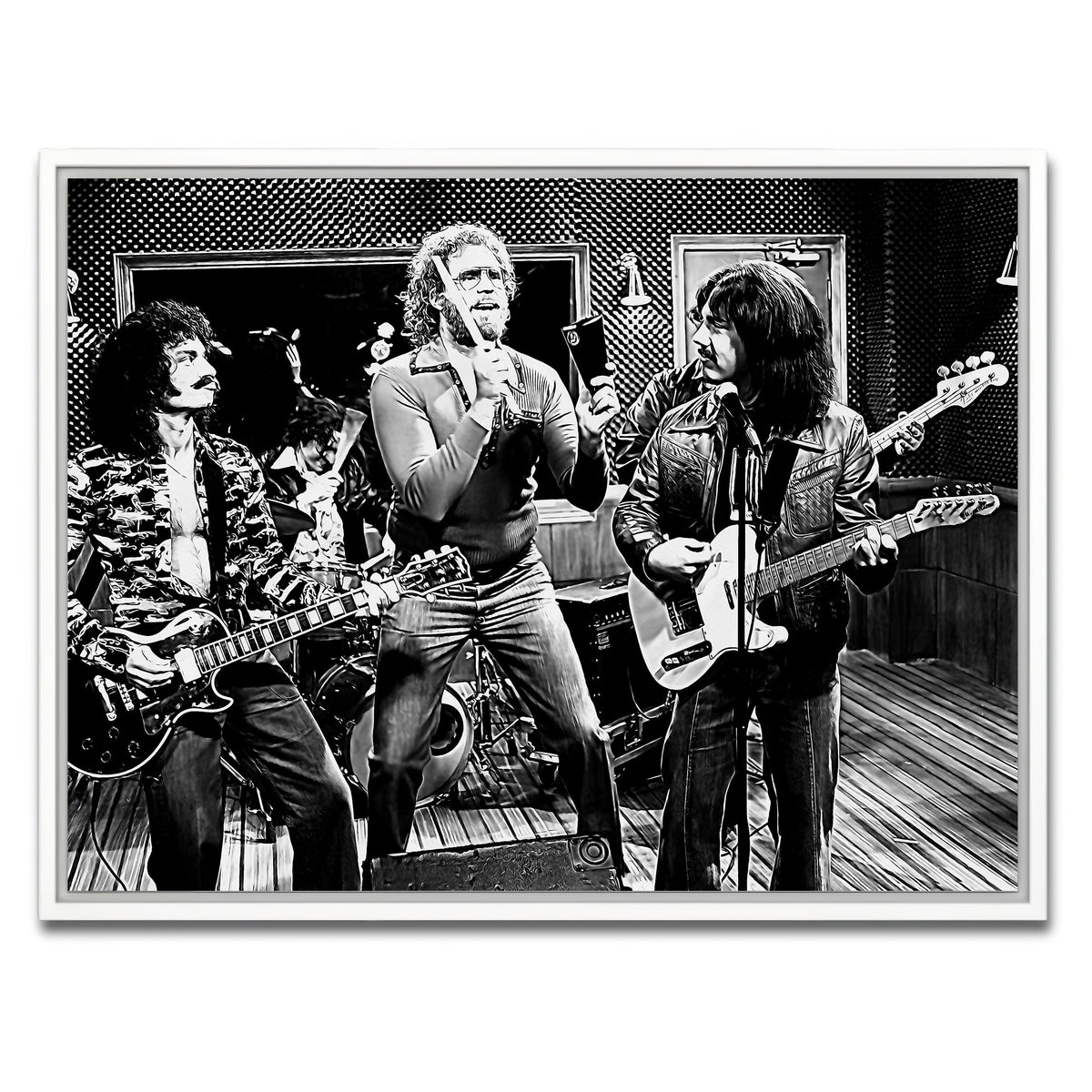 AUTO-MOCKUP WHITE | Cowbell Sketch Grayscale | 1 Piece | White Framed Canvas | group=4x3