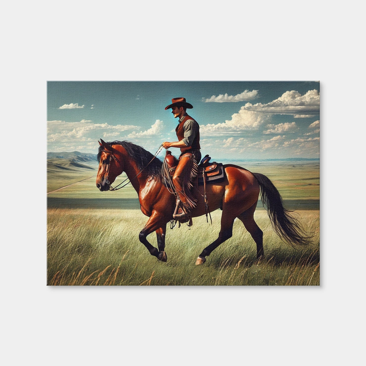 AUTO-MOCKUP WHITE | Cowboy and Quarter Horse | 1 Piece | Gallery Wrap | group=4x3