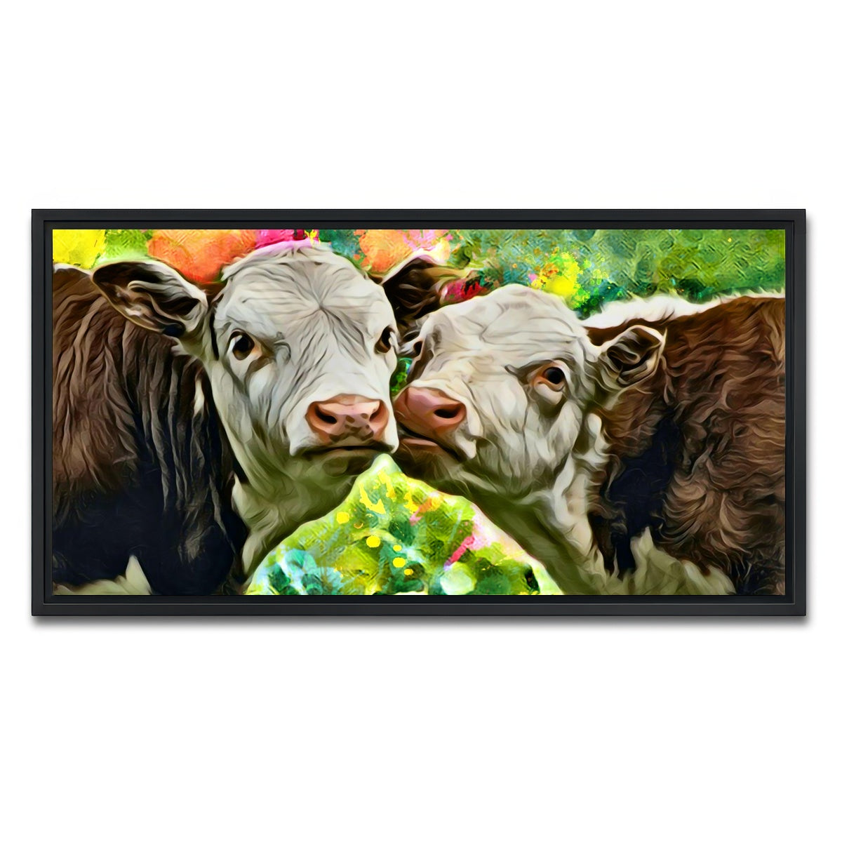 AUTO-MOCKUP WHITE | Cows Abstract | 1 Piece | Black Framed Canvas | group=2x1
