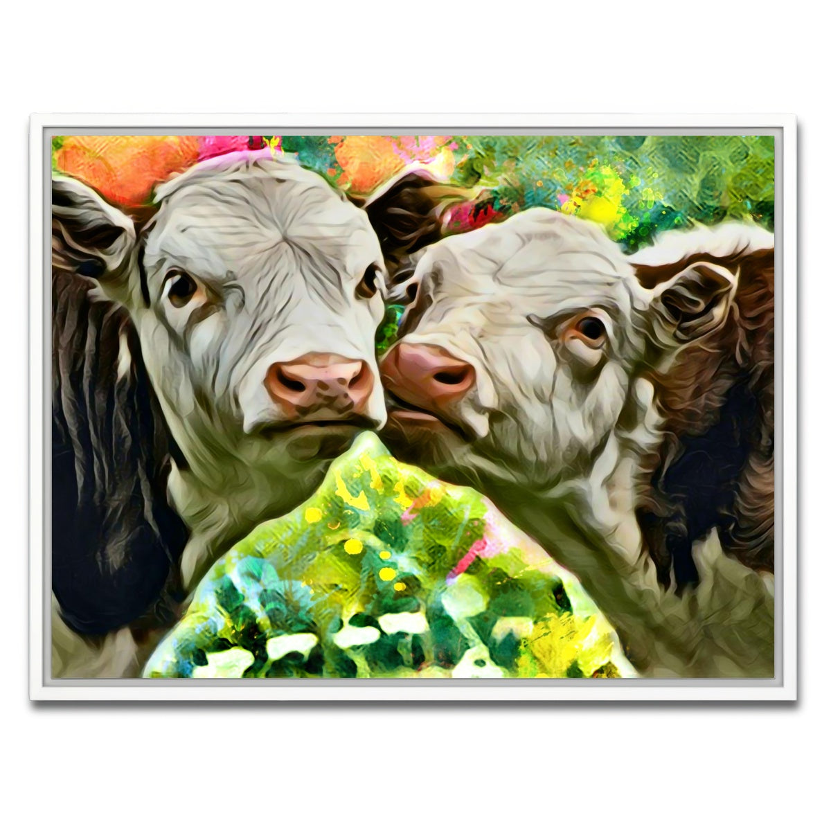 AUTO-MOCKUP WHITE | Cows Abstract | 1 Piece | White Framed Canvas | group=4x3