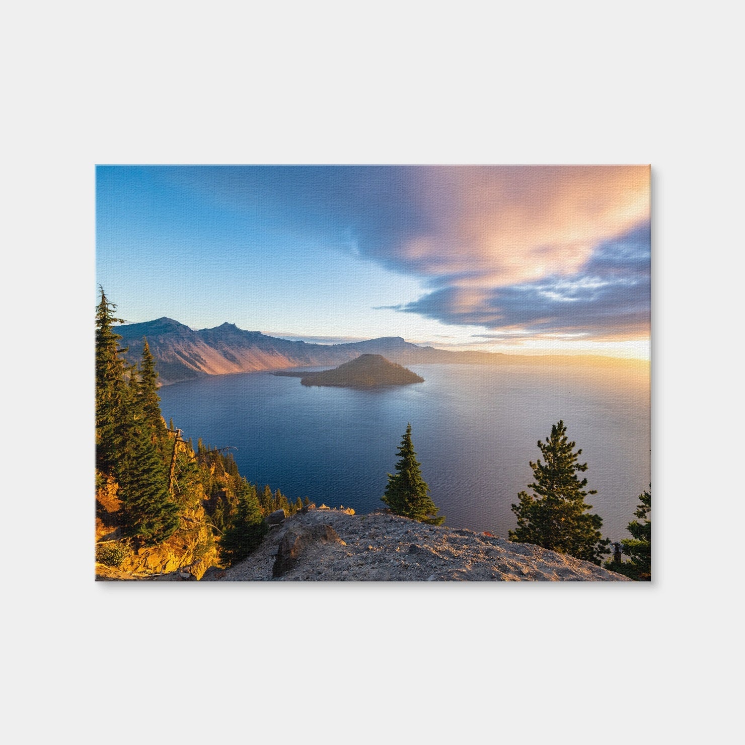 AUTO-MOCKUP WHITE | Crater Lake Sunrise | 1 Piece | Gallery Wrap Canvas | group=4x3