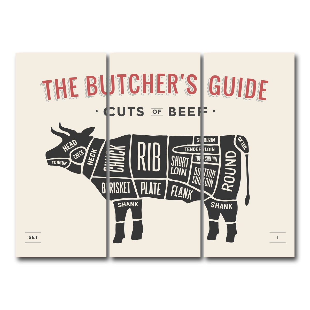 AUTO-MOCKUP WHITE | Cuts of Beef | 3 Piece | Gallery Wrap Canvas | group=8x18