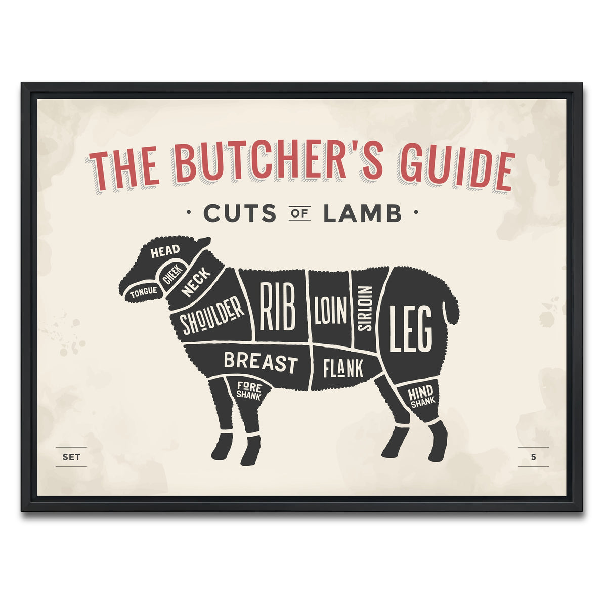 AUTO-MOCKUP WHITE | Cuts of Lamb | 1 Piece | Black Framed Canvas | group=4x3