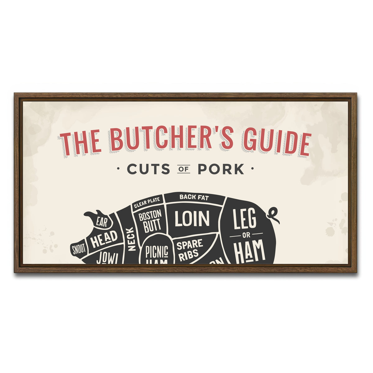 AUTO-MOCKUP WHITE | Cuts of Pork | 1 Piece | Walnut Framed Canvas | group=2x1