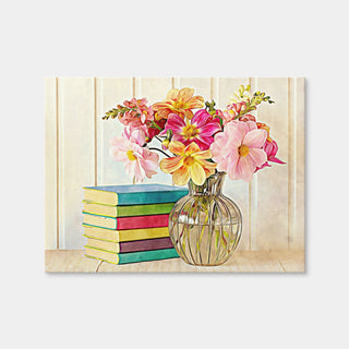 AUTO-MOCKUP WHITE | Dahlias and Colorful Books | 1 Piece | Gallery Wrap | group=4x3