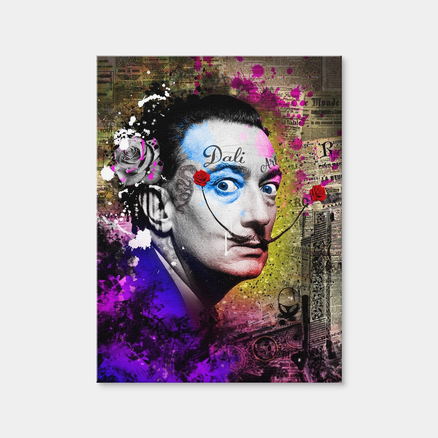 AUTO-MOCKUP WHITE | Dali WIth Tattoo | 1 Piece | Gallery Wrap Canvas | group=3x4