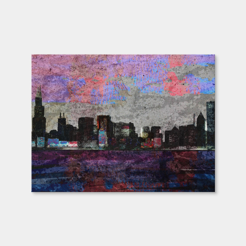 AUTO-MOCKUP WHITE | Dark Chicago Skyline | 1 Piece | Gallery Wrap Canvas | group=4x3