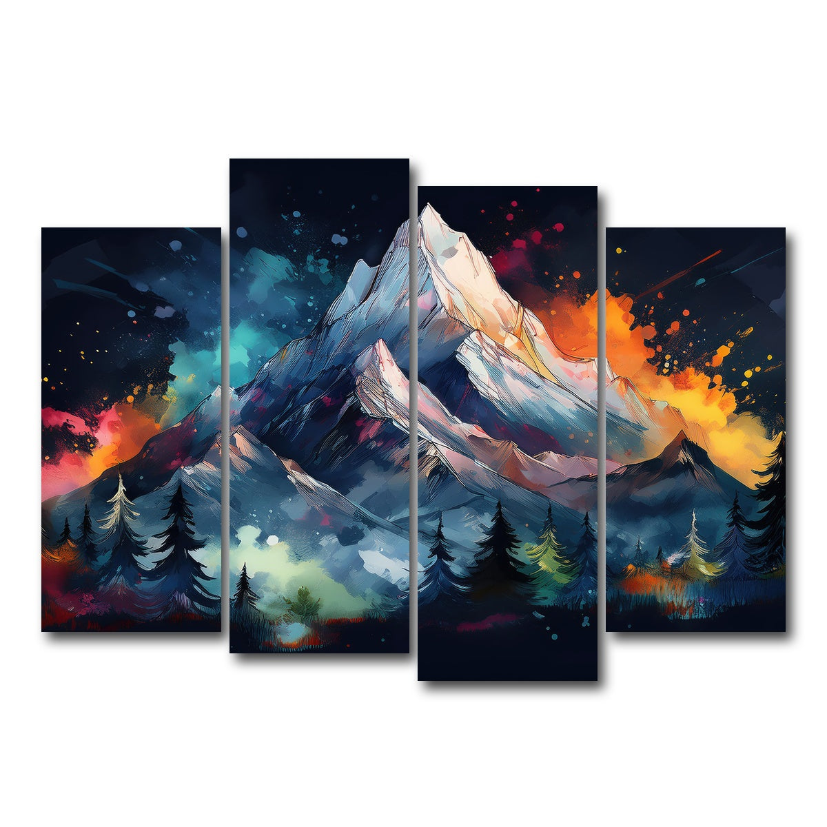 AUTO-MOCKUP WHITE | Dark Colored Mountain | 4 Piece | Gallery Wrap Canvas | group=4_normal