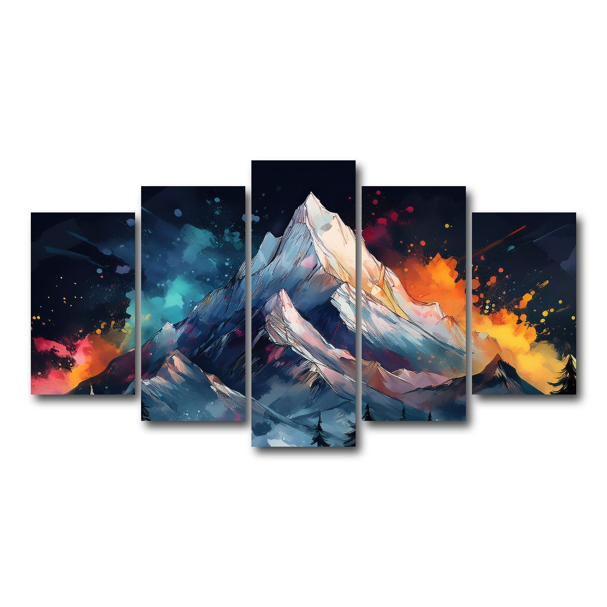 AUTO-MOCKUP WHITE | Dark Colored Mountain | 5 Piece | Gallery Wrap Canvas | group=5_normal