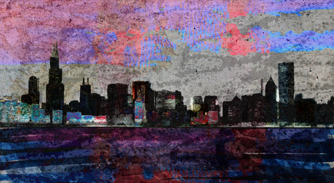 Dark chicago skyline Wall Art