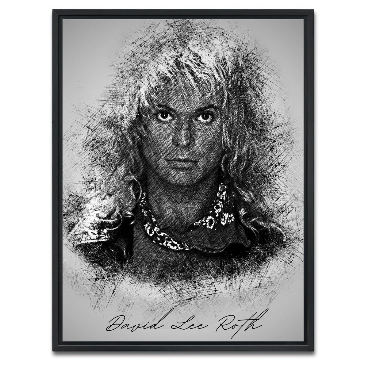 AUTO-MOCKUP WHITE | David Lee Roth Sketch | 1 Piece | Black Framed Canvas | group=3x4