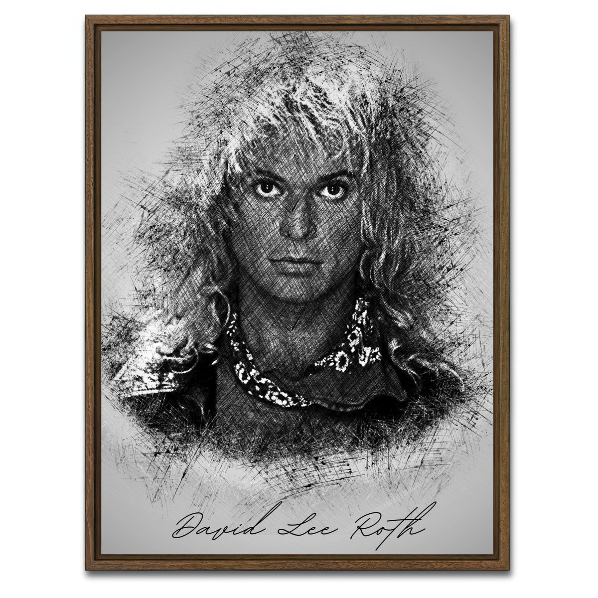 AUTO-MOCKUP WHITE | David Lee Roth Sketch | 1 Piece | Walnut Framed Canvas | group=3x4