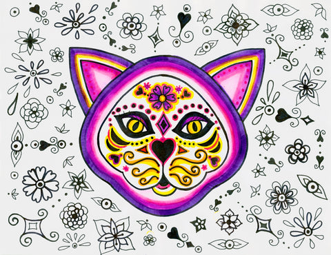 Day of the Dead Cat Skeleton Wall Art