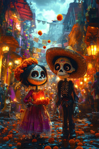 Day of the Dead Skeleton Figures Wall Art