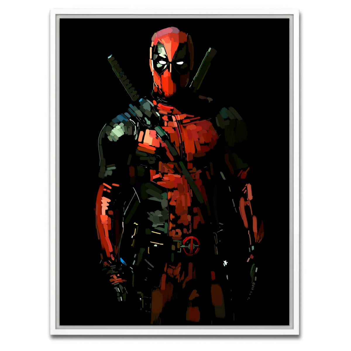 AUTO-MOCKUP WHITE | Deadpool on Black | 1 Piece | White Framed Canvas | group=3x4