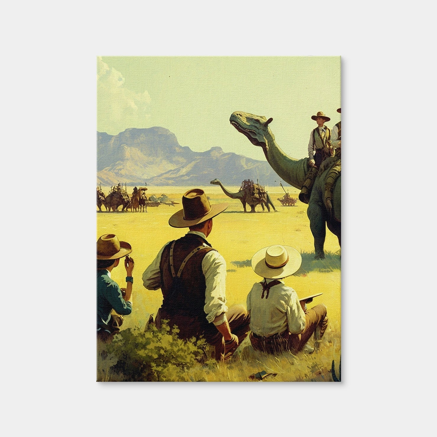 AUTO-MOCKUP WHITE | Dino Rodeo - Explorers of the Wild West | 1 Piece | Gallery Wrap Canvas | group=3x4