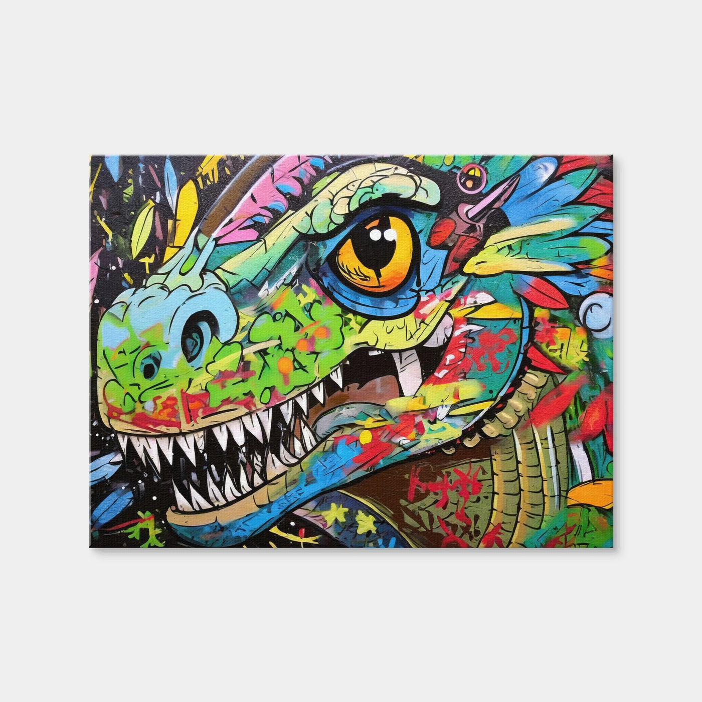 AUTO-MOCKUP WHITE | Dinosaur Graffiti | 1 Piece | Gallery Wrap Canvas | group=4x3