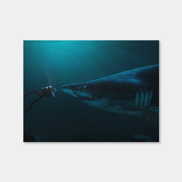 Diver and Shark Wall Art — Canvas Wrap Format preview
