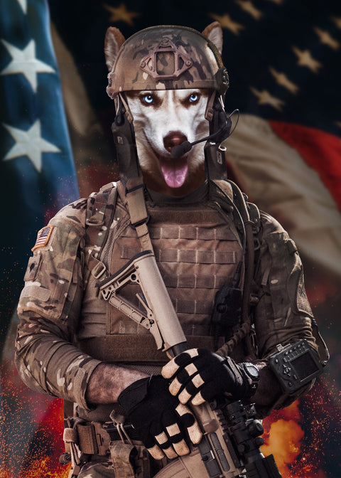 Doggy Soldier Wall Art