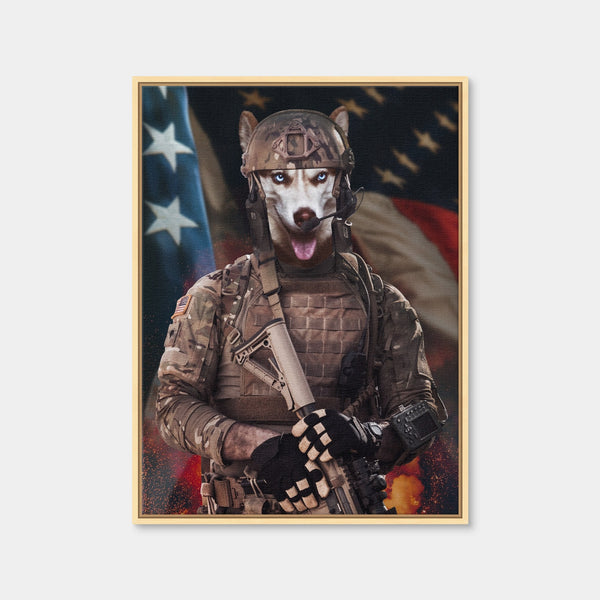 Doggy Soldier Wall Art — Framed Canvas Format preview