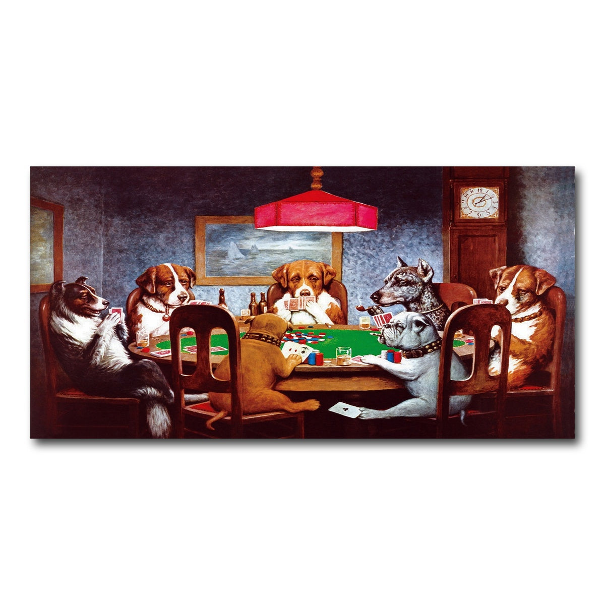 AUTO-MOCKUP WHITE | Dogs Playing poker | 1 Piece | Gallery Wrap Canvas | group=2x1