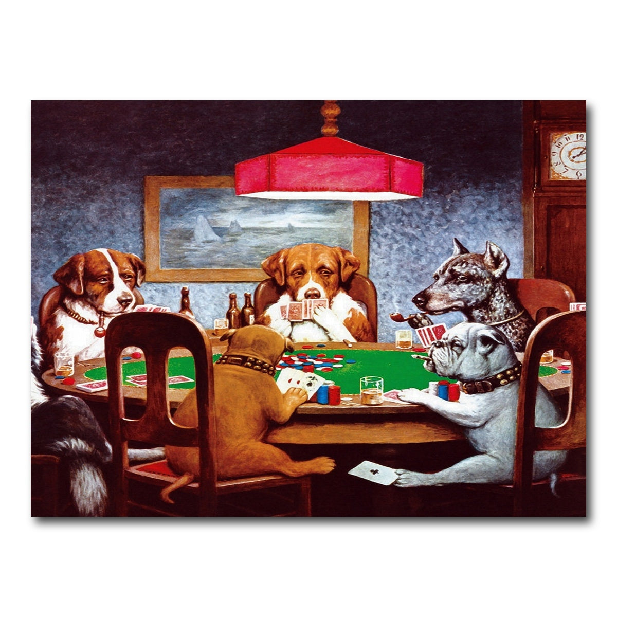AUTO-MOCKUP WHITE | Dogs Playing poker | 1 Piece | Gallery Wrap Canvas | group=4x3