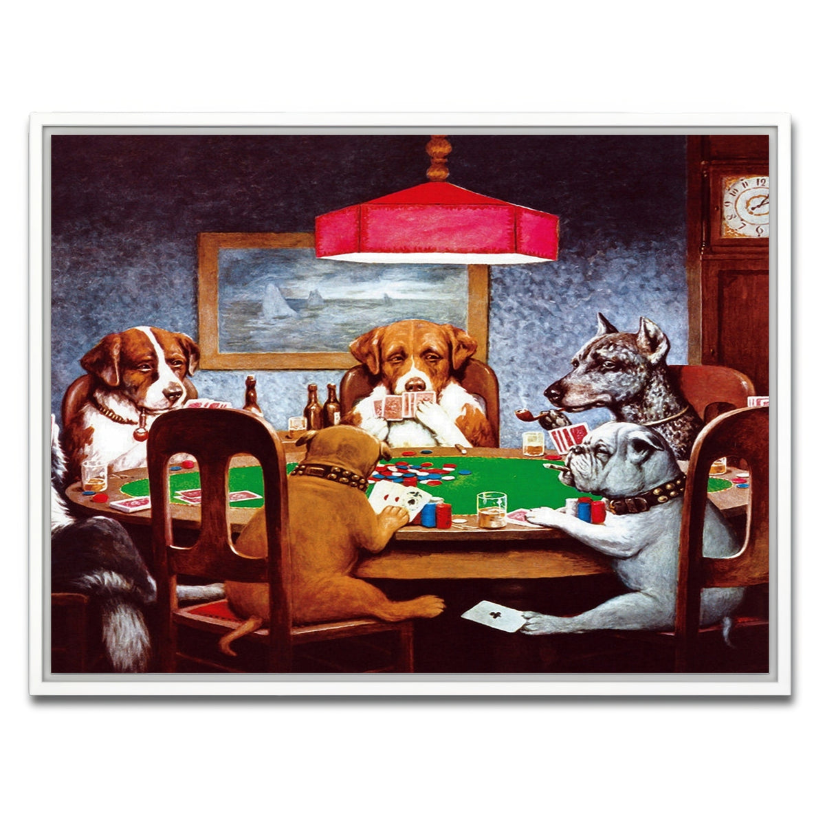 AUTO-MOCKUP WHITE | Dogs Playing poker | 1 Piece | White Framed Canvas | group=4x3