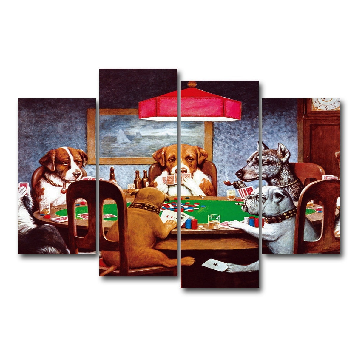 AUTO-MOCKUP WHITE | Dogs Playing poker | 4 Piece | Gallery Wrap Canvas | group=4_short