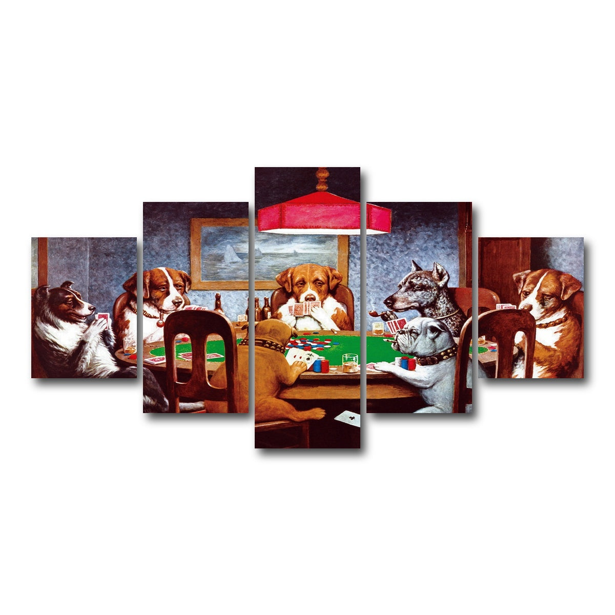 AUTO-MOCKUP WHITE | Dogs Playing poker | 5 Piece | Gallery Wrap Canvas | group=5_short