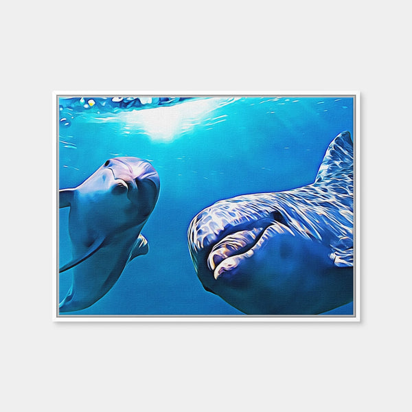 Dolphin & Calf Wall Art — Framed Canvas Format preview
