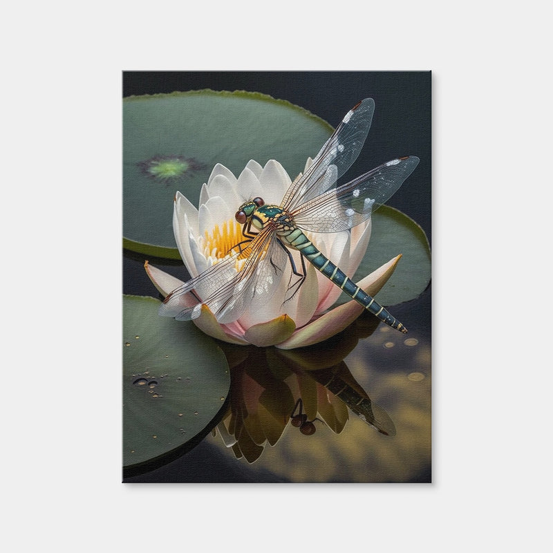 AUTO-MOCKUP WHITE | Dragonfly Resting on a Water Lily | 1 Piece | Gallery Wrap Canvas | group=3x4