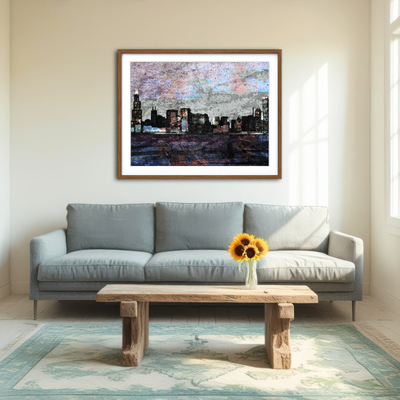 AUTO-MOCKUP ROOM | Dusk Chicago Skyline Wall Art
