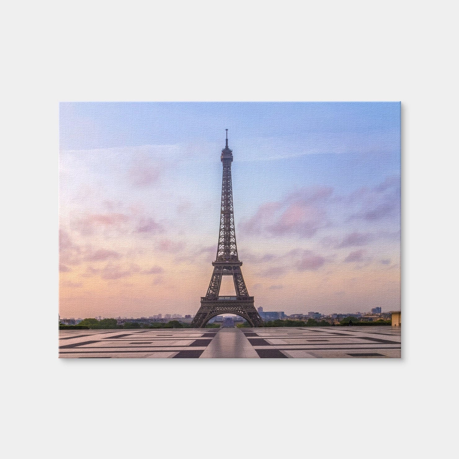 AUTO-MOCKUP WHITE | Eiffel Tower Sunrise | 1 Piece | Gallery Wrap Canvas | group=4x3