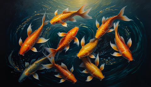 Elegant Koi Fish Swimming Wall Art