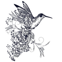 Elegant hummingbird with flowers Wall Art
