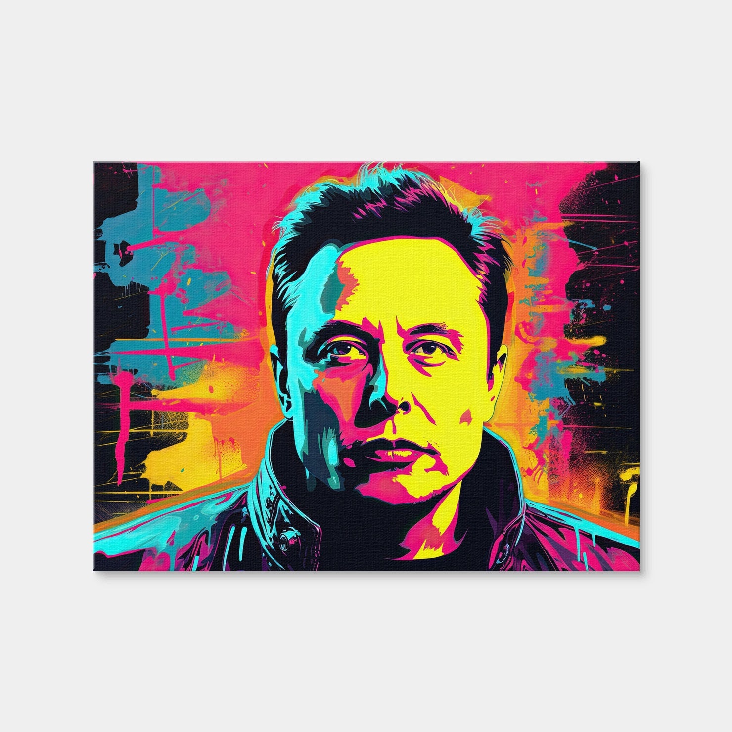AUTO-MOCKUP WHITE | Elon Musk Warhol Style | 1 Piece | Gallery Wrap Canvas | group=4x3
