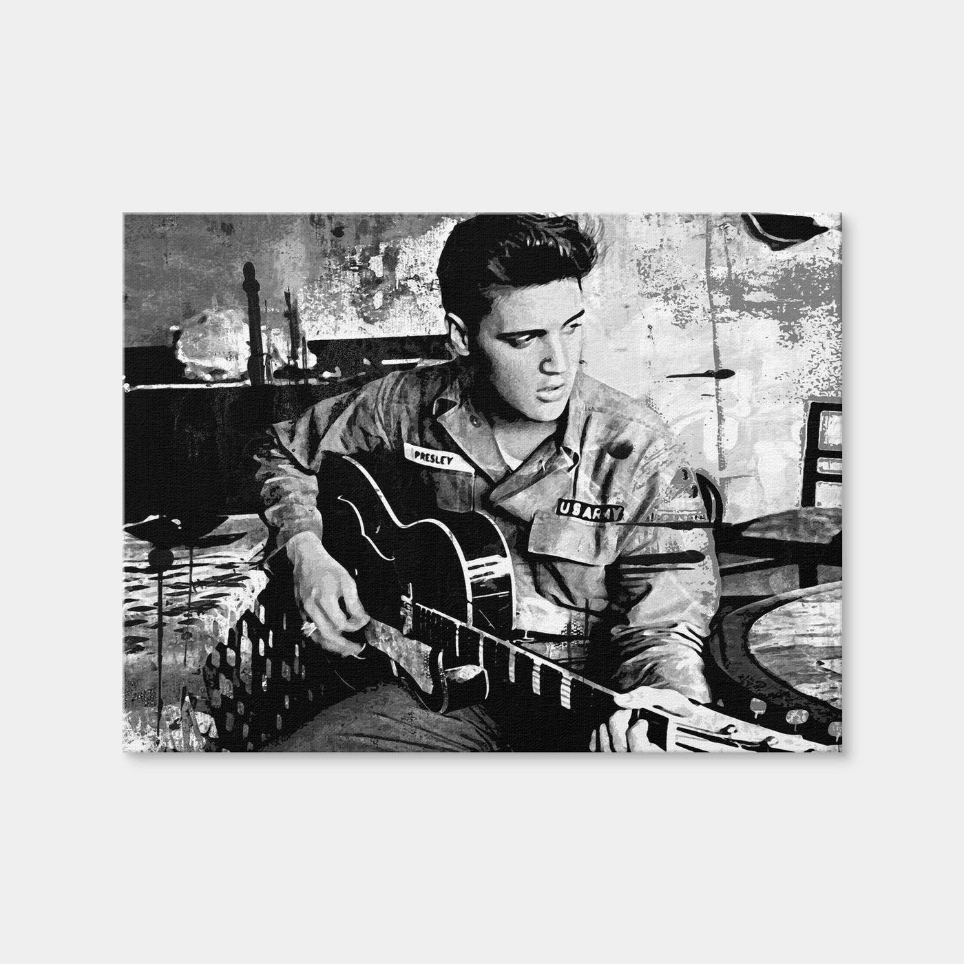 AUTO-MOCKUP WHITE | Elvis Presley Grayscale | 1 Piece | Gallery Wrap Canvas | group=4x3