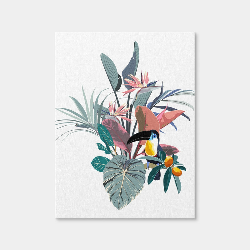 AUTO-MOCKUP WHITE | Exotic Flowers & Toucan | 1 Piece | Gallery Wrap Canvas | group=3x4