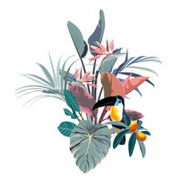 Exotic flowers & toucan Wall Art