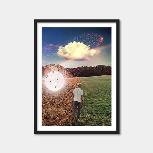 Falling Moon Birds Wall Art — Framed Print Format preview