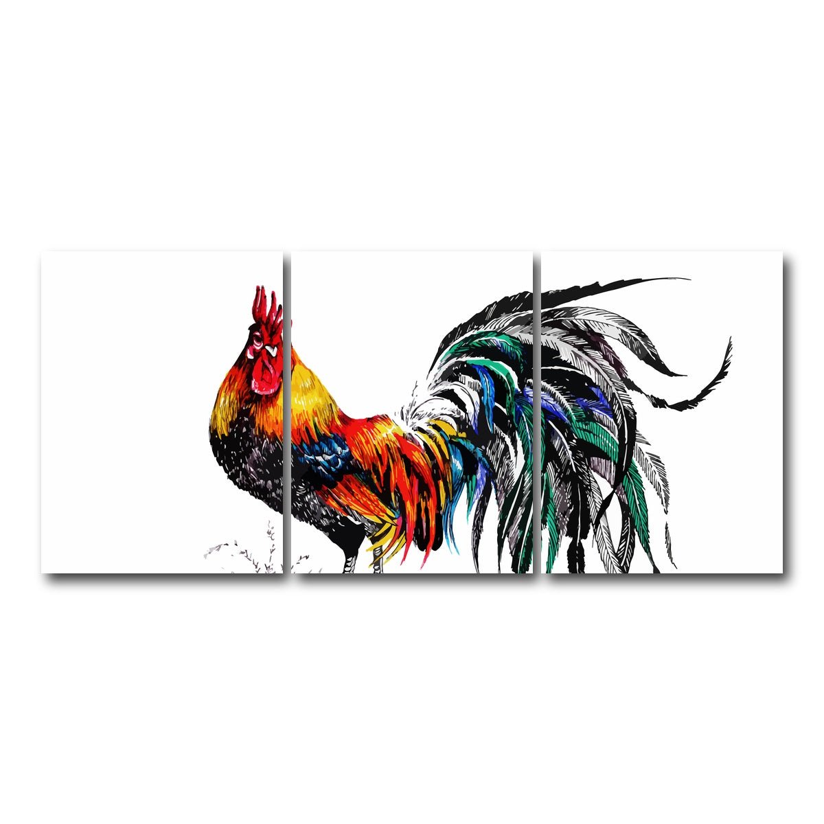 AUTO-MOCKUP WHITE | Farm rooster | 3 Piece | Gallery Wrap Canvas | group=18x24
