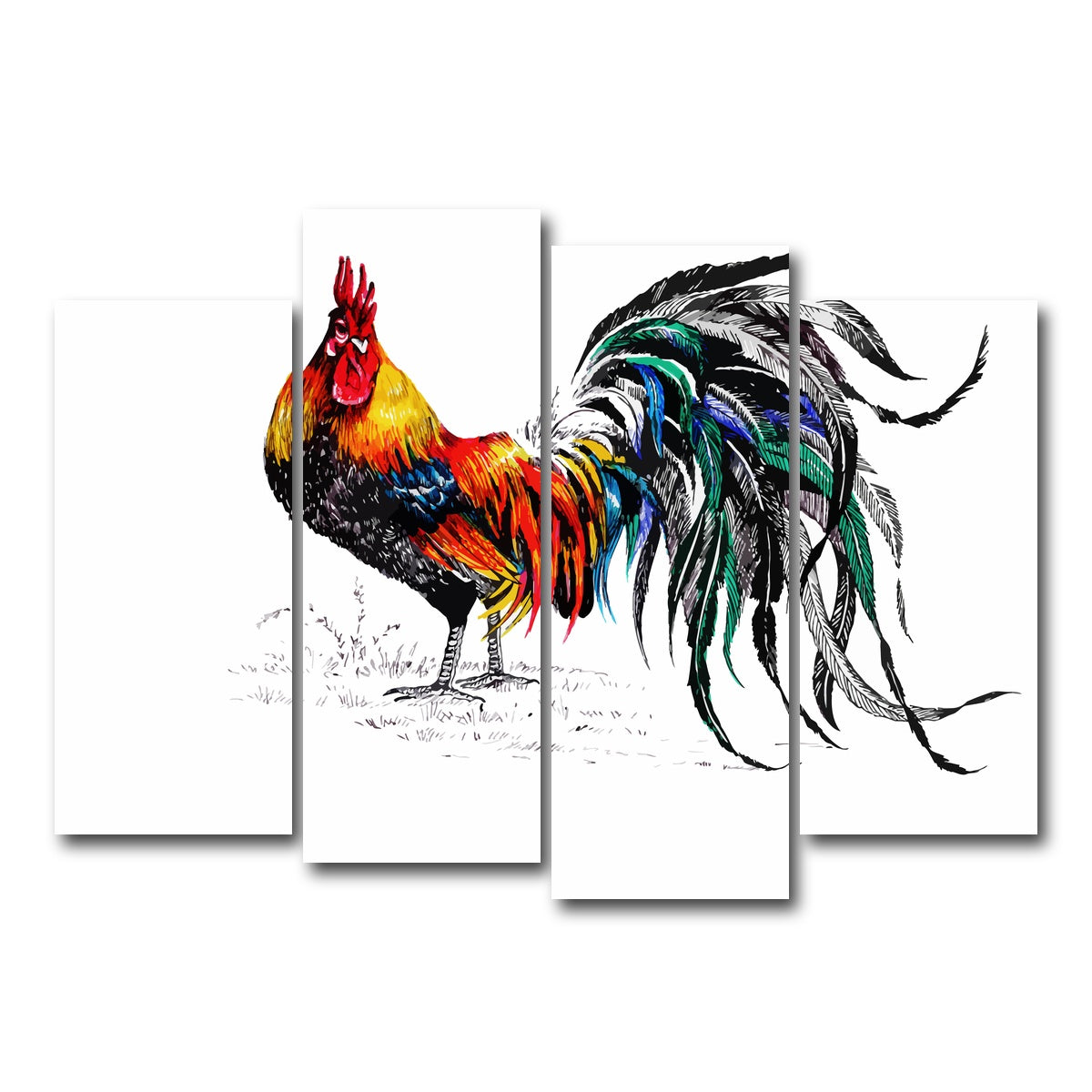 AUTO-MOCKUP WHITE | Farm rooster | 4 Piece | Gallery Wrap Canvas | group=4_normal