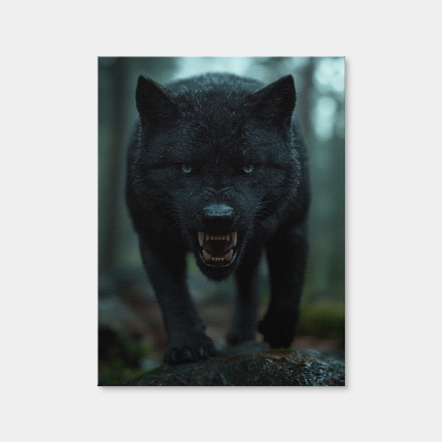 AUTO-MOCKUP WHITE | Fierce Black Wolf | 1 Piece | Gallery Wrap Canvas | group=3x4