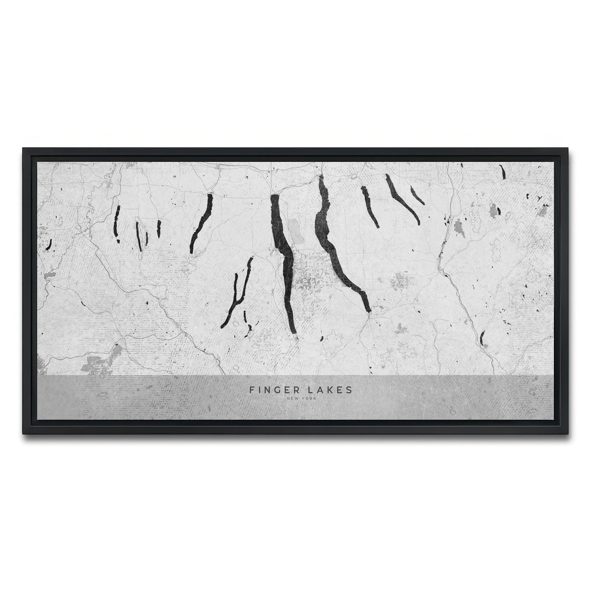 AUTO-MOCKUP WHITE | Finger Lakes Map 2 | 1 Piece | Black Framed Canvas | group=2x1